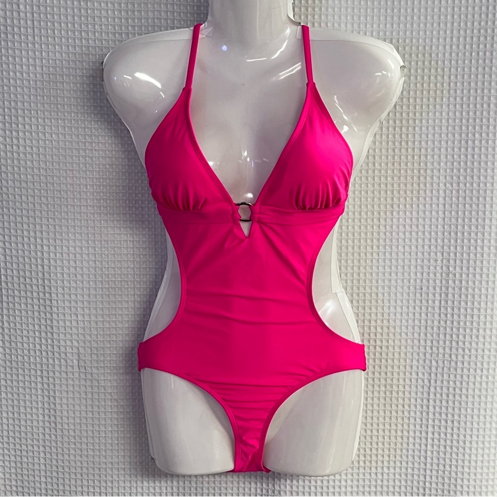 OP ladies hot pink monokini swim suit size medium